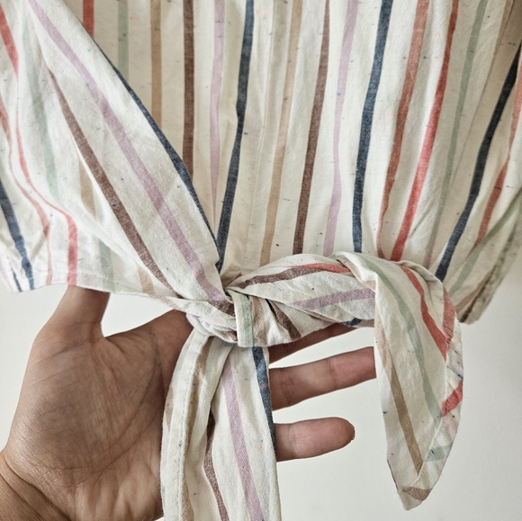 Madewell rainbow striped button back blouse - Picture 3 of 6